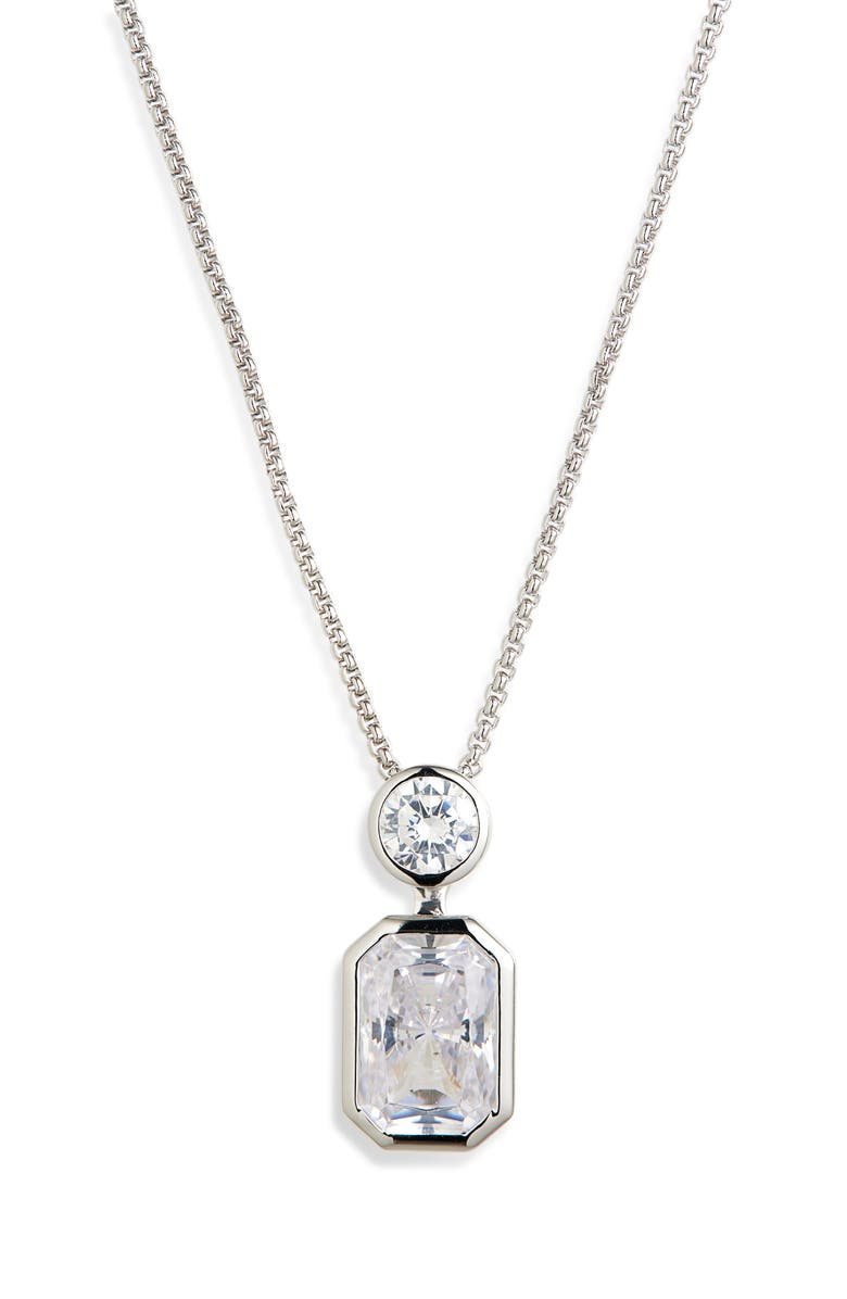 Nadri Brooklyn Cubic Zirconia Pendant Necklace, Main, color, Rhodium