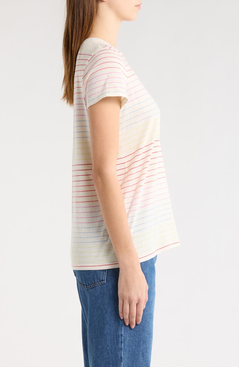 Marine Layer Stripe Cotton Blend T-Shirt, Alternate, color, Rainbow Stripe