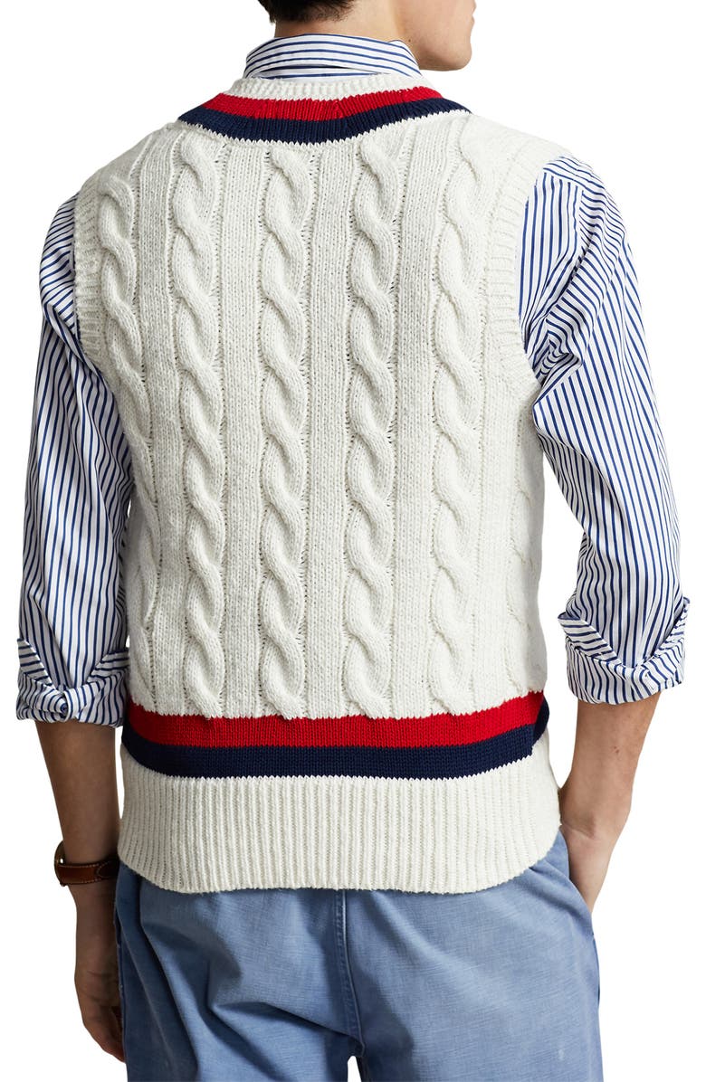 Polo Ralph Lauren Cable Stitch Cotton Sweater Vest, Alternate, color, 