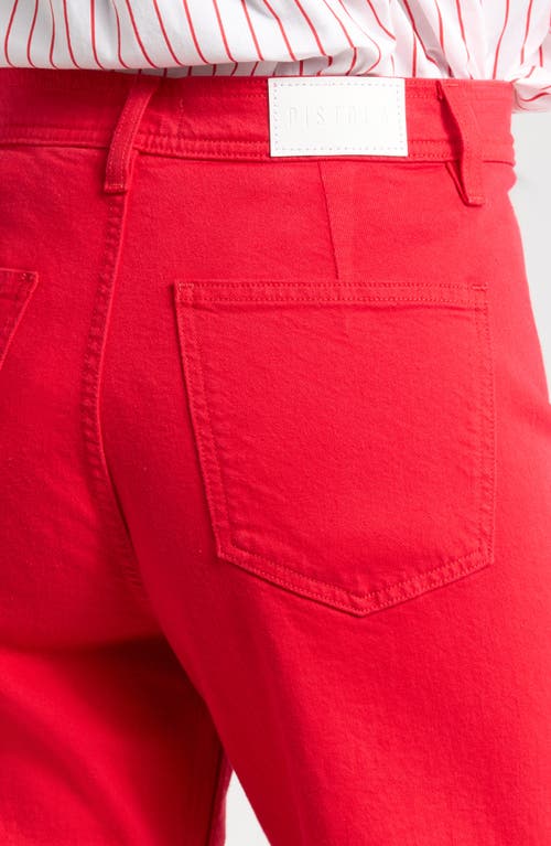 Pistola Penny Crop High Rise Wide Leg Jean In Ruby Wash In Red