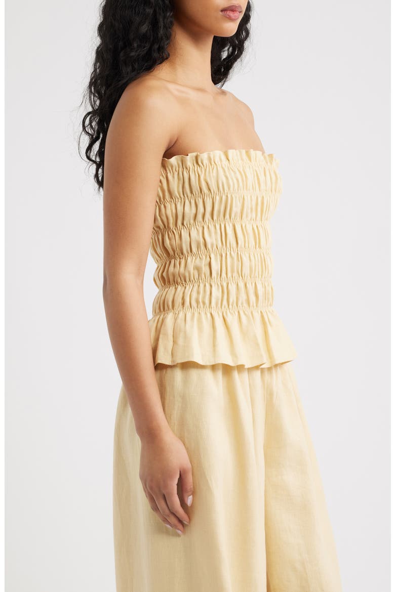 Tiera Smock Strapless Linen Top, Alternate, color, DAFFODIL