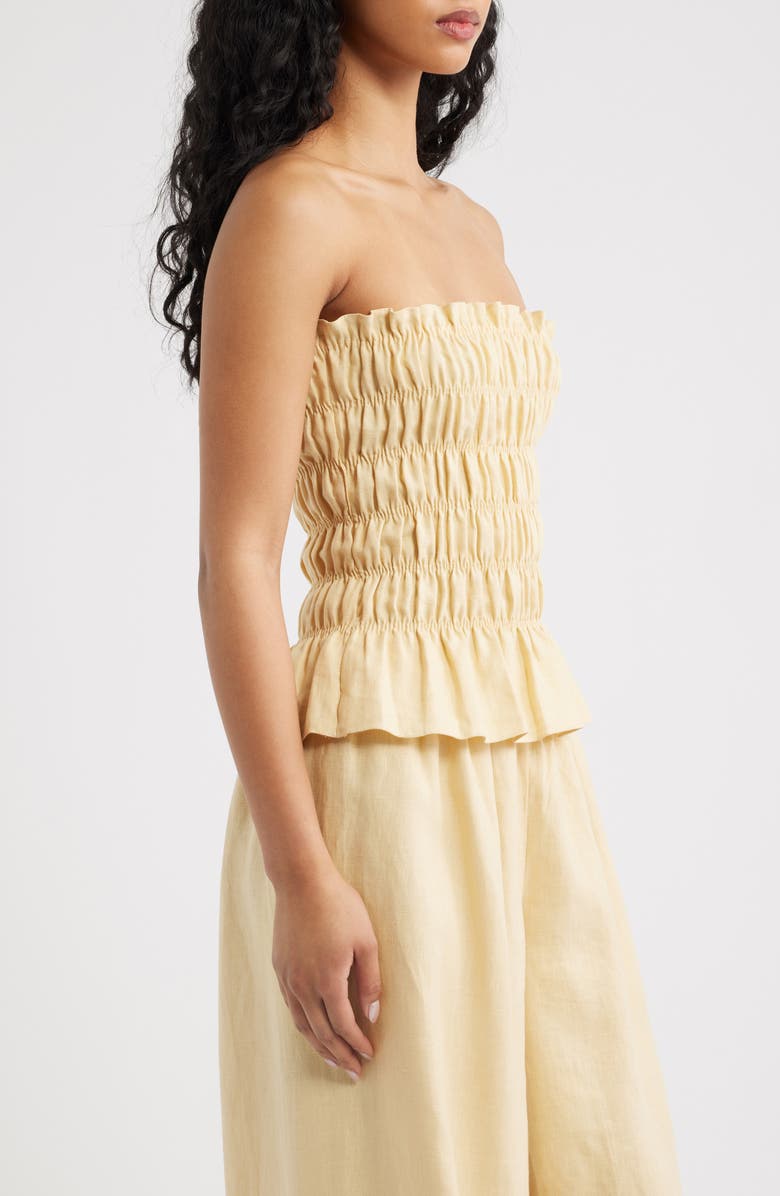 Faithfull the Brand Tiera Smock Strapless Linen Top, Alternate, color, Daffodil
