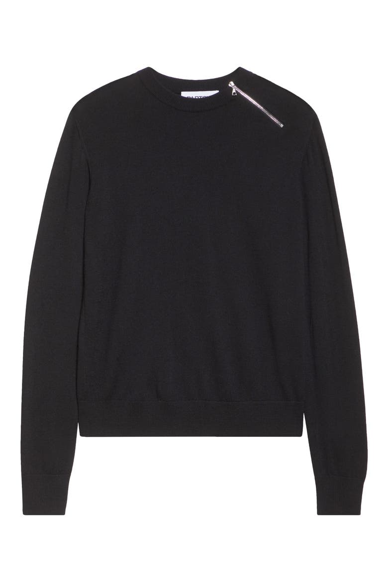 Bea Zip Virgin Wool Sweater, Alternate, color, BLACK