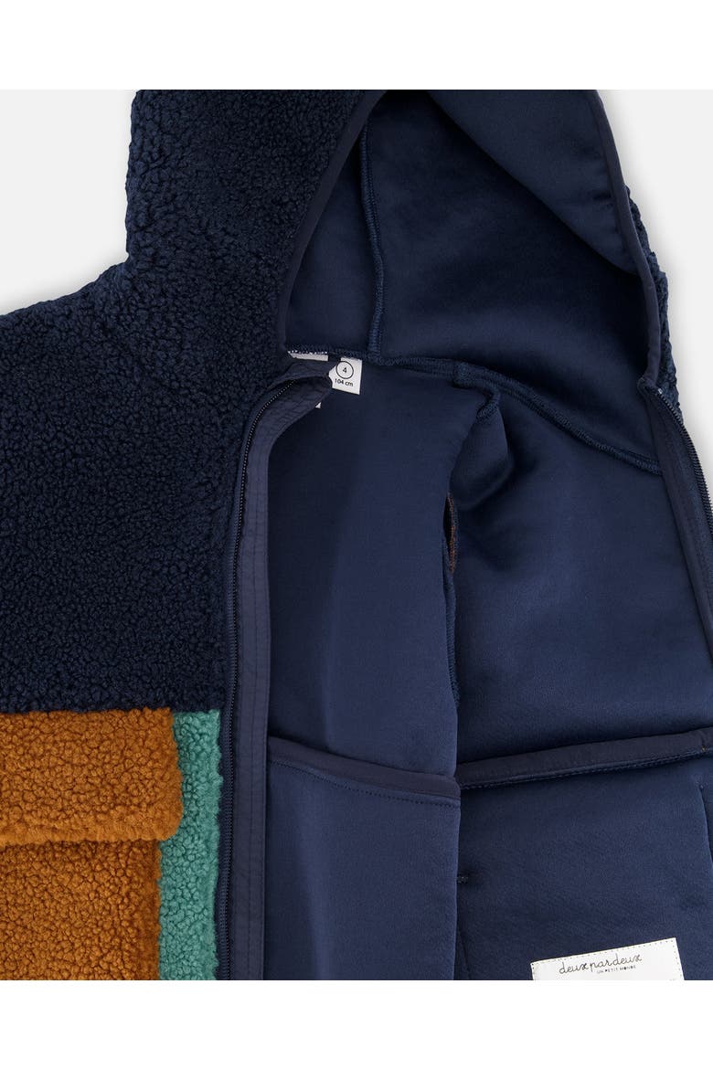 Boy Long Sleeve Fleece Jacket, Alternate, color, Navy Colorblock