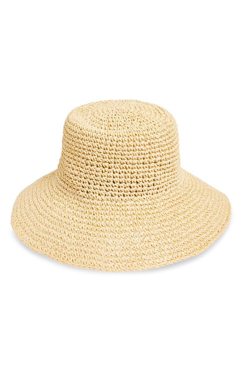 Nordstrom Lantern Packable Straw Bucket Hat, Main, color, Natural