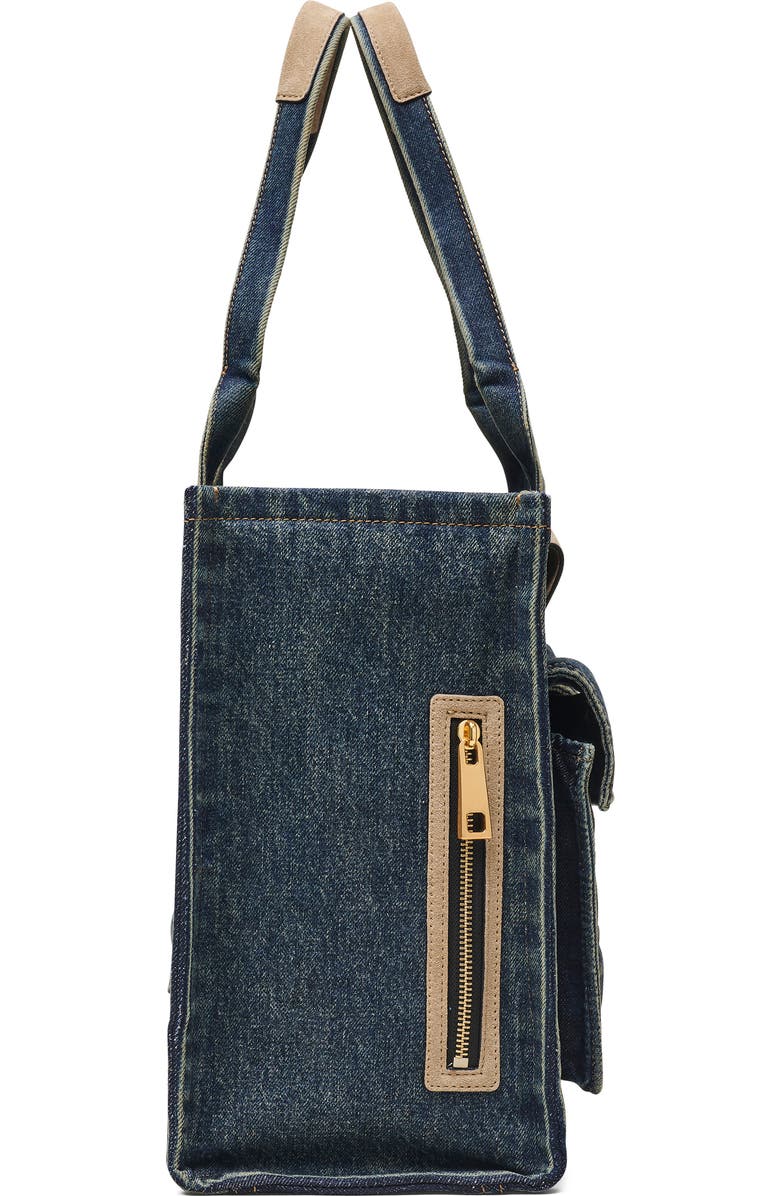 Marc Jacobs The Large Denim Tote Bag, Alternate, color, Dark Wash Indigo