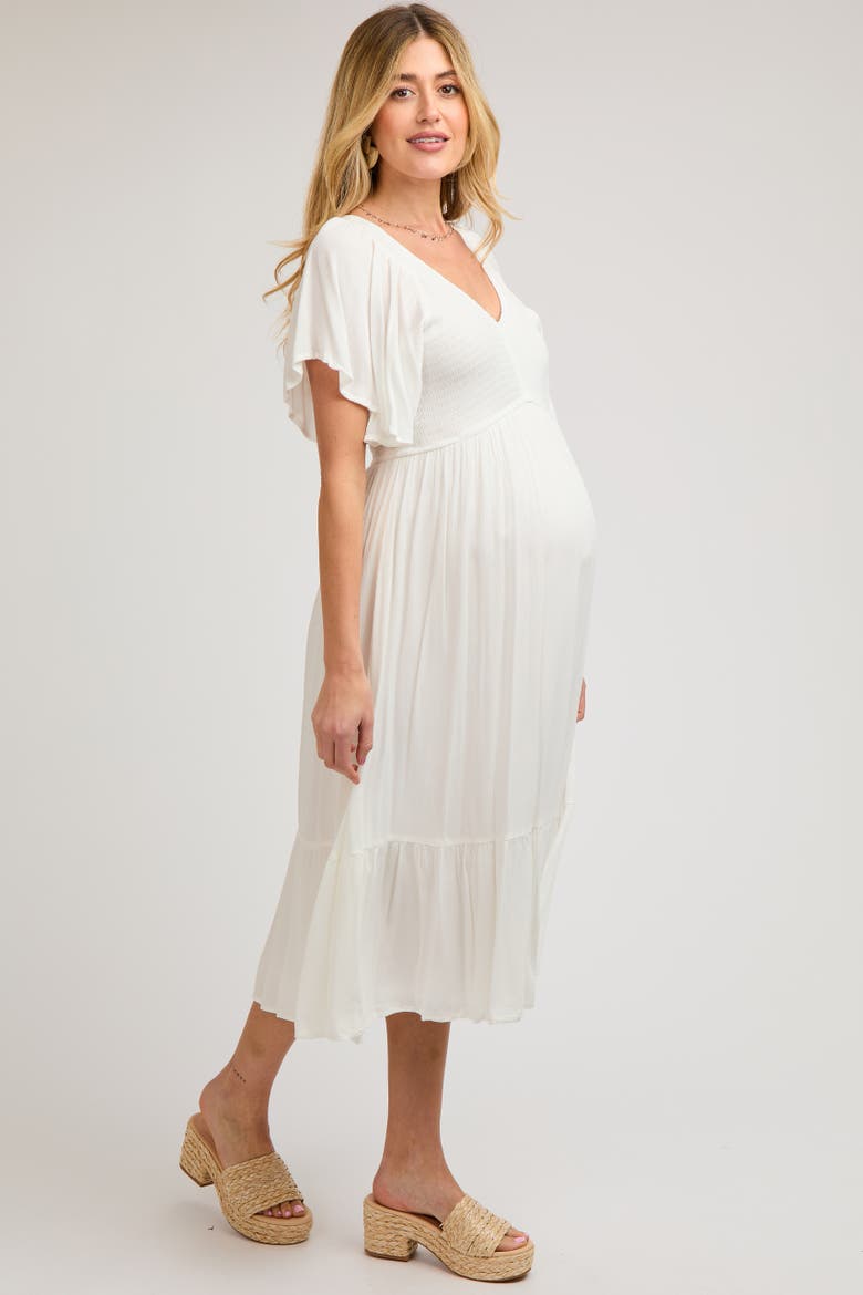 Smocked Ruffle Dress, Alternate, color, White