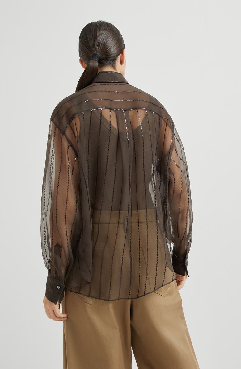 Brunello Cucinelli Dazzling Embroidery shirt, Alternate, color, Cocoa