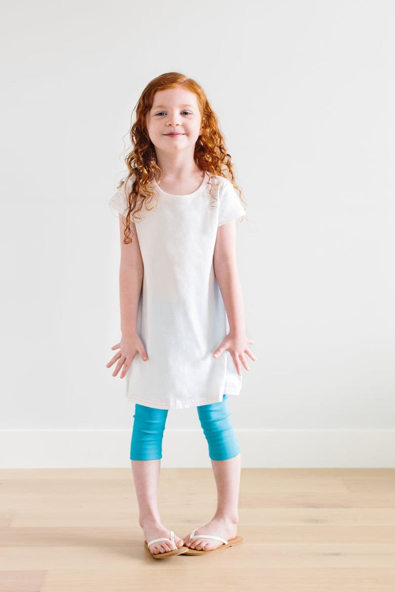 Girls 100% Soft Cotton Capri Leggings, Alternate, color, Bright Light Blue
