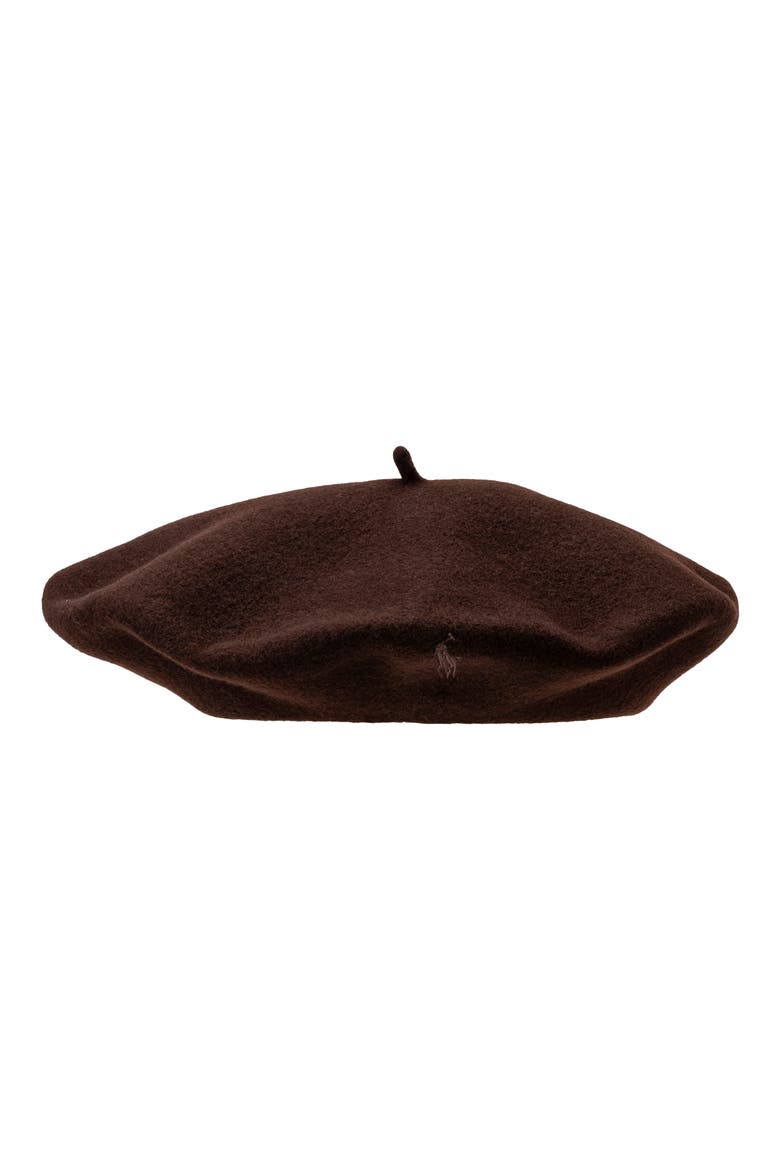 Icons Wool Beret, Main, color, DARK BROWN