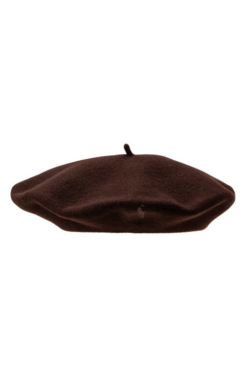 Polo Ralph Lauren Icons Wool Beret In Brown