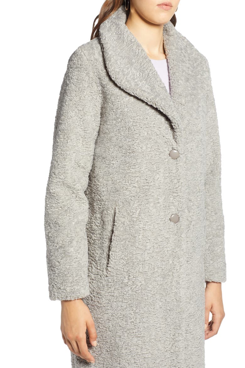 Faux Fur Coat, Alternate, color, GREY