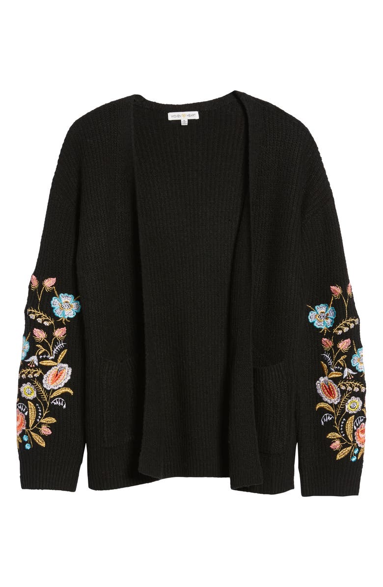Woven Heart Embroidered Cardigan, Alternate, color, 