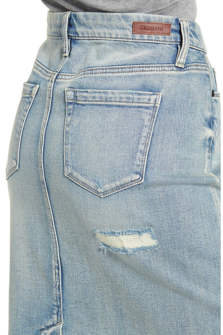 Distressed Denim Pencil Skirt, Alternate, color, BEACH VIEW
