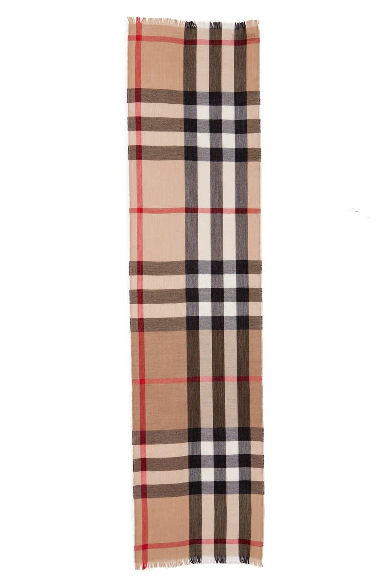 Check Wool & Cashmere Scarf, Alternate, color, CAMEL