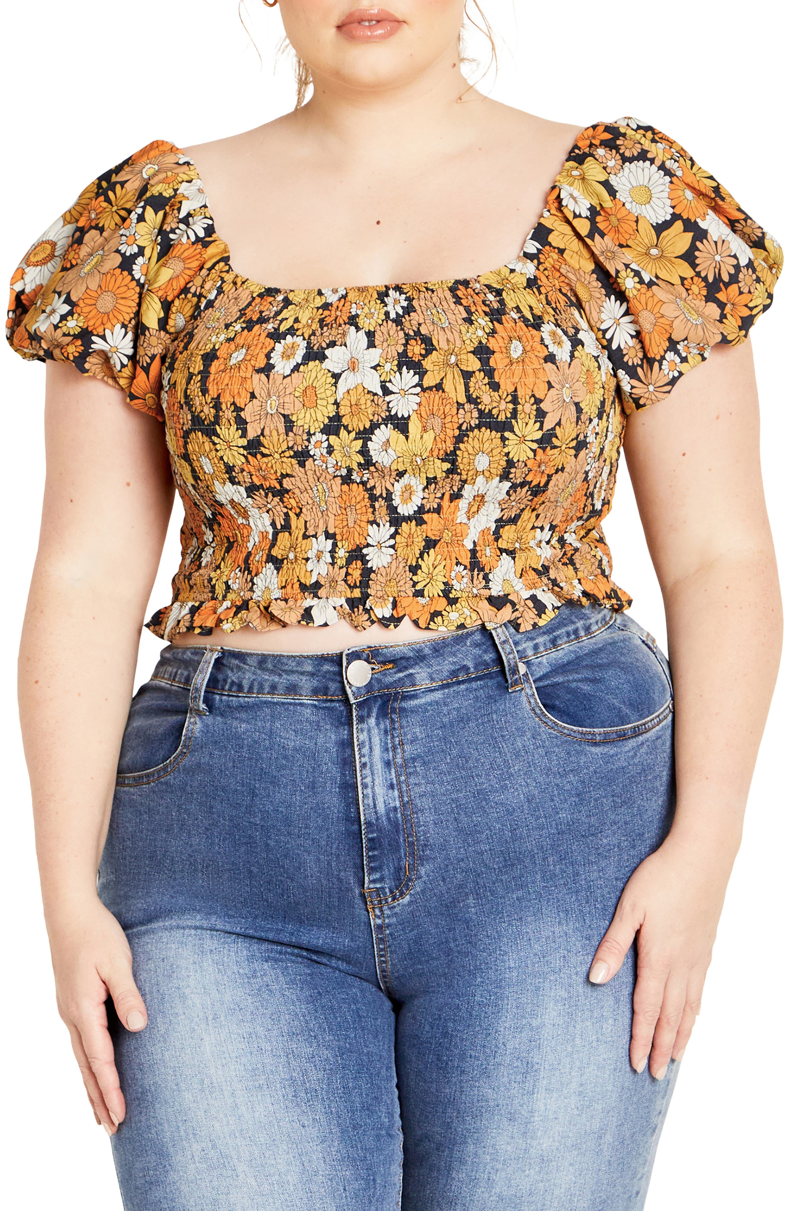 City Chic Naomi Smocked Off the Shoulder Top