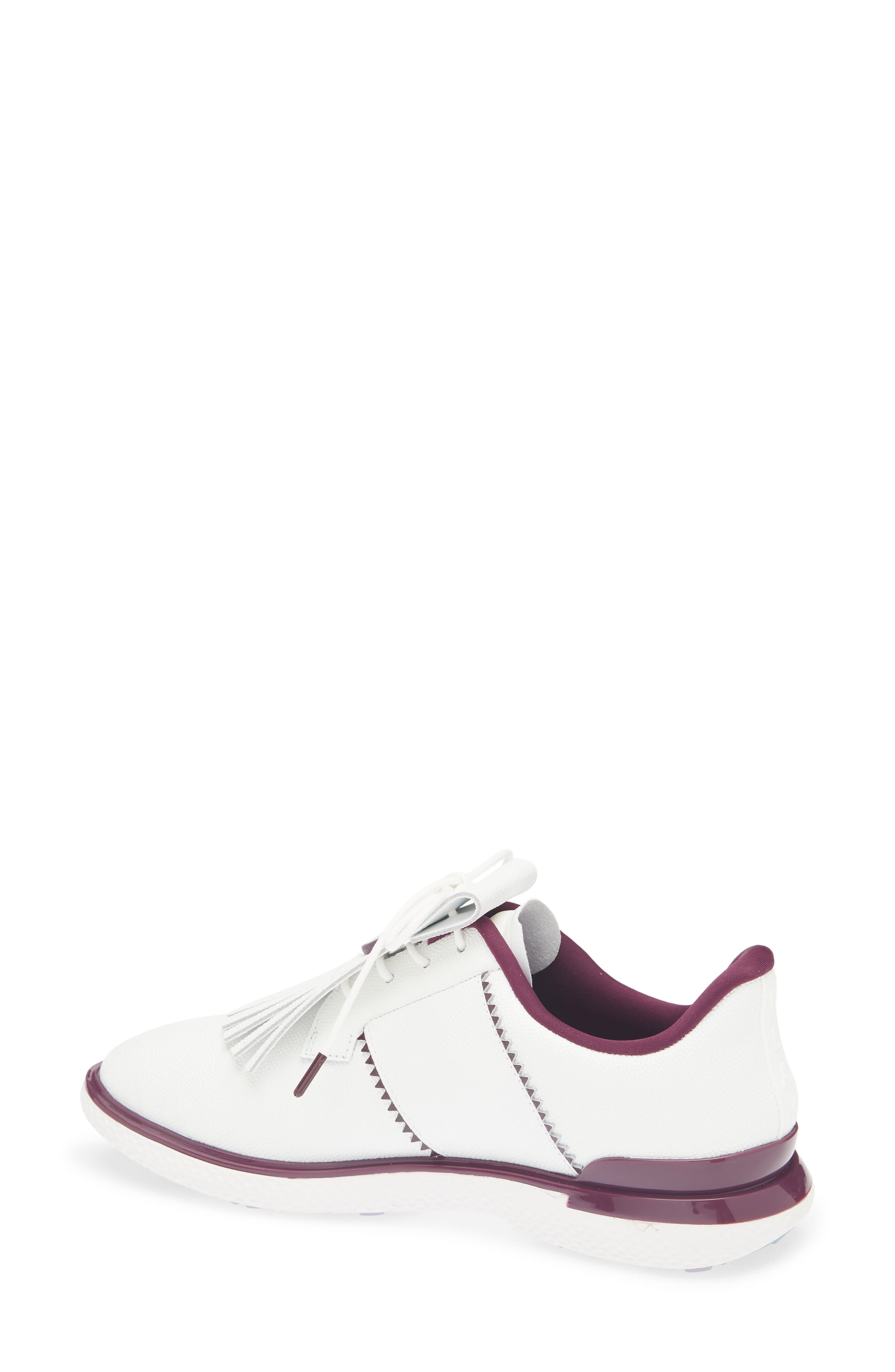 Gallivant2r Leather Kiltie Golf Shoe, Alternate, color, SNOW / DARK PLUM
