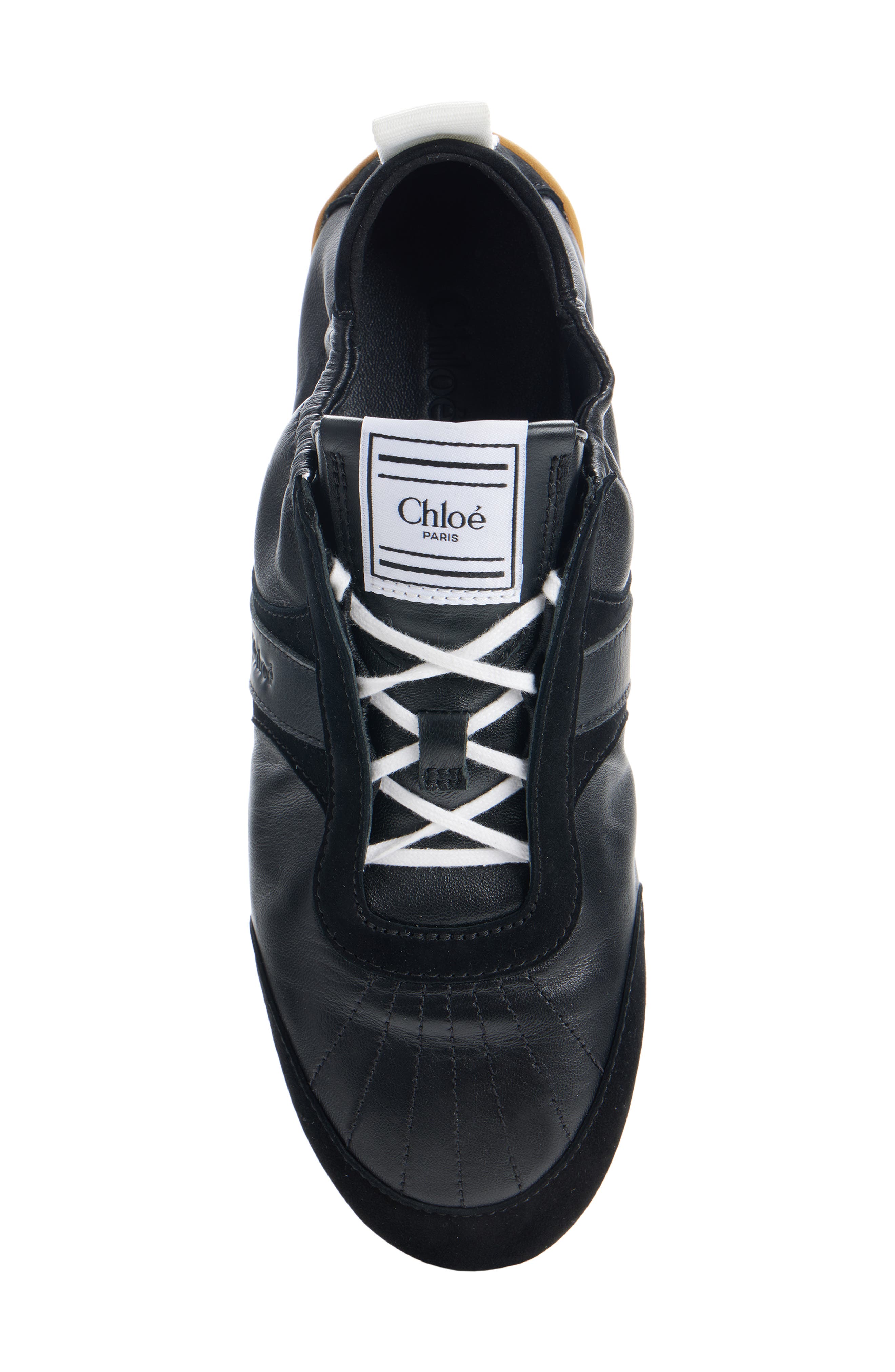 Chloé Leather Kick Sneaker, Alternate, color, Black