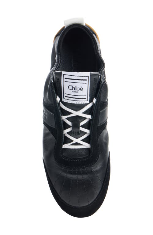 Chloé Kick Mixed Leather Low-top Sneakers In Black