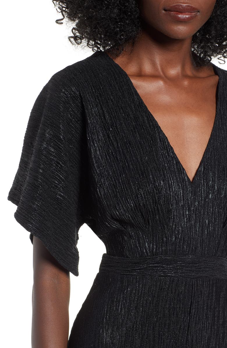 ASTR the Label V-Neck High/Low Hem Midi Dress, Alternate, color, 