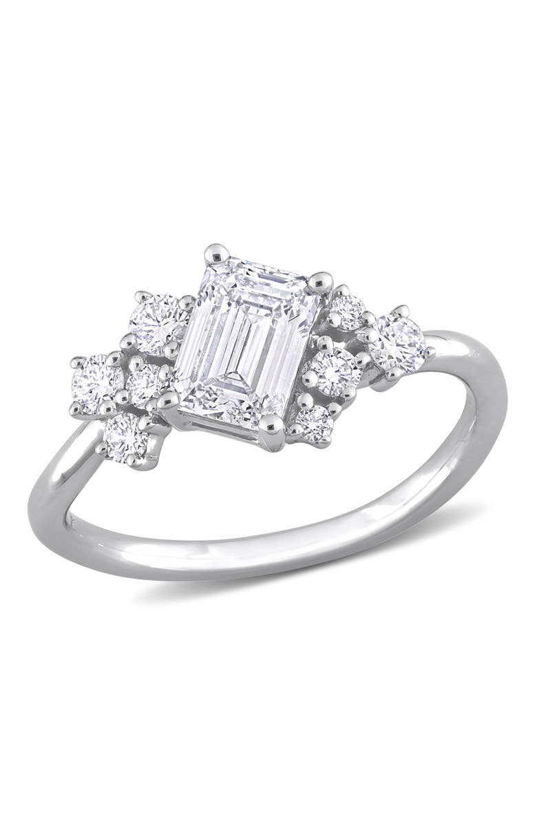 Julianna B. Lab-Grown Diamond Emerald-Cut Cluster Ring 14k, Main, color, 