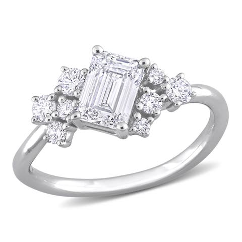 Lab-Grown Diamond Emerald-Cut Cluster Ring 14k