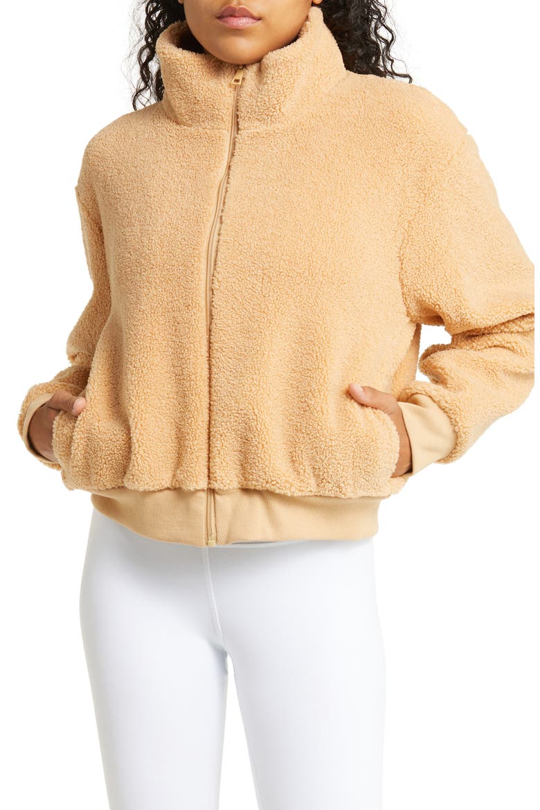 Brave the Elements Fleece Bomber Jacket, Alternate, color, BUTTERSCOTCH