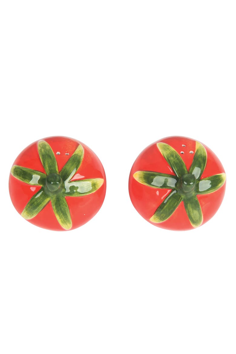 Red Tomato Salt & Pepper Shakers Set of 2 Spring Summer Dining Decor, Alternate, color, Red