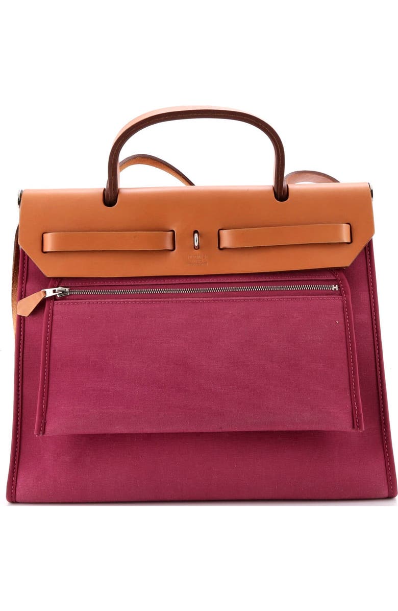 Pre-Owned Hermes Herbag Zip Leather and Toile 31, Alternate, color, Tosca