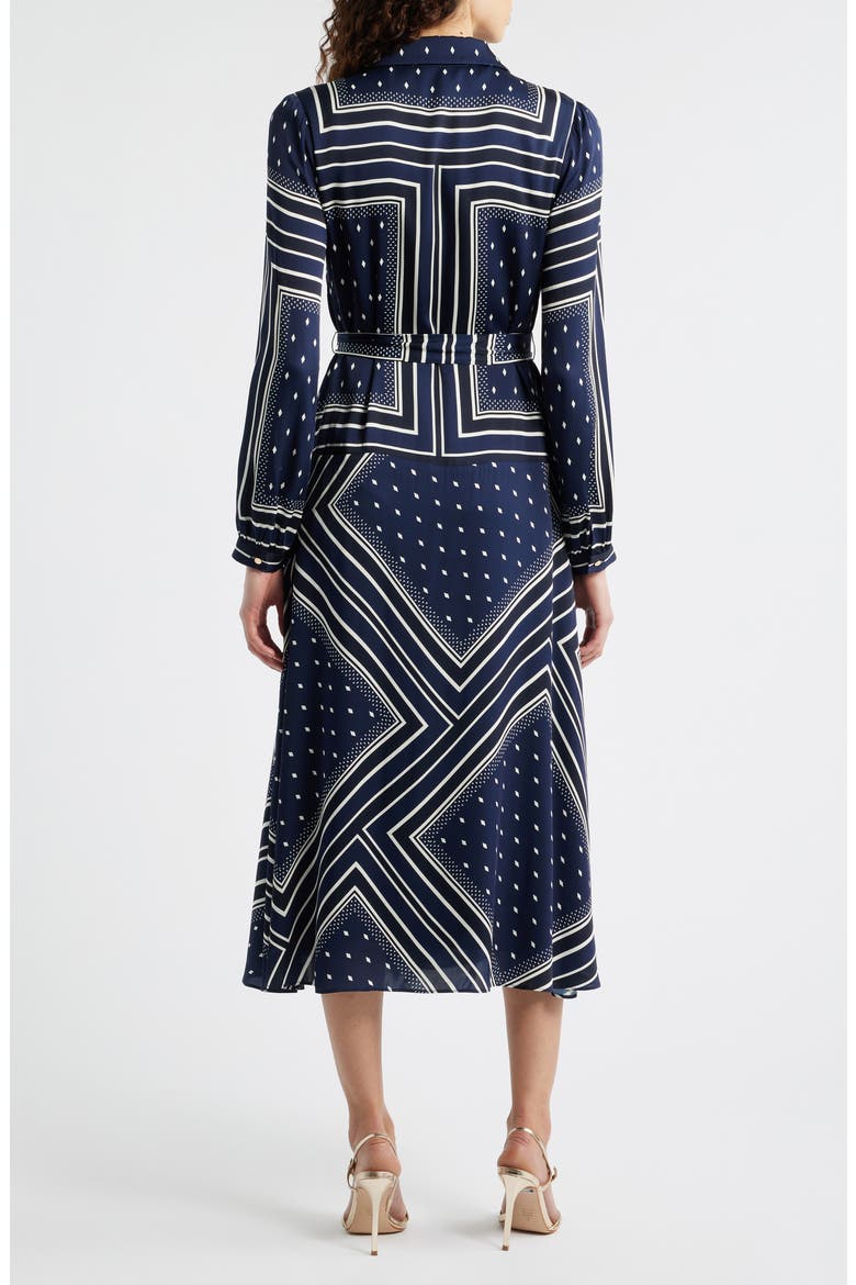 The Hollie Diamond Rain Print Long Sleeve Silk Blend Midi Shirtdress, Alternate, color, DIAMOND RAIN PRINT