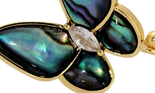 Eye Candy Los Angeles Mort Bleu Set Of 2 Butterfly & Imitation Pearl Bracelets In Gold
