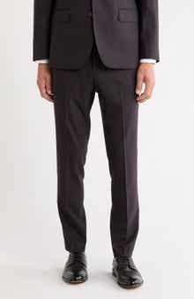 Flat Front Stretch Wool Blend Trousers