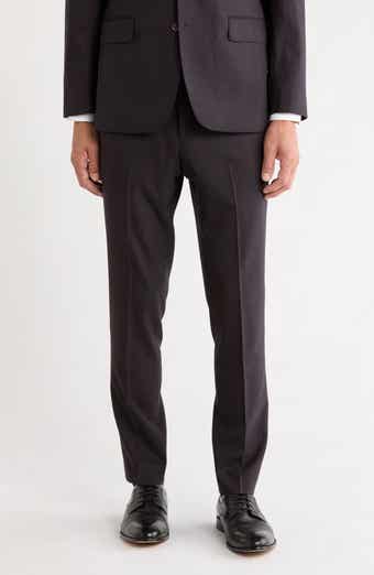 Flat Front Stretch Wool Blend Trousers