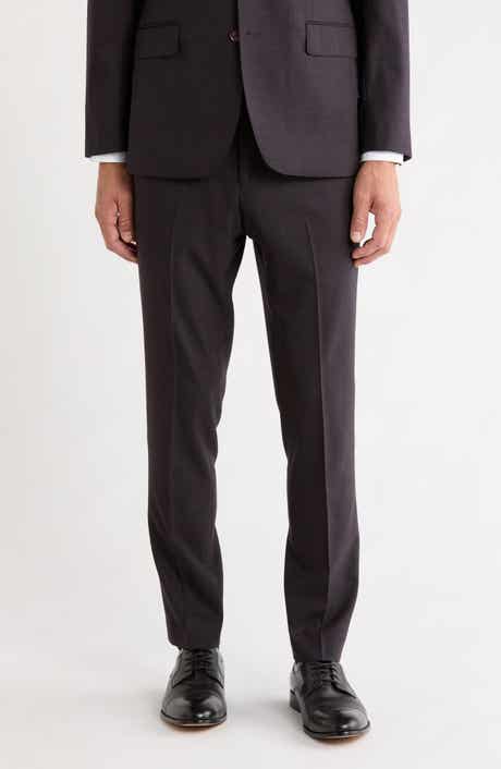 Flat Front Stretch Wool Blend Trousers