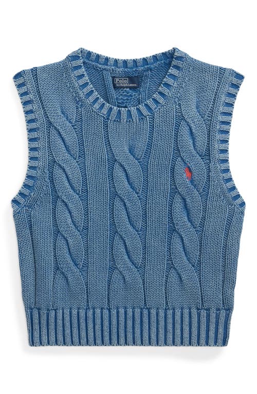 Polo Ralph Lauren Cable-knit Cotton Cropped Sweater Vest In Midnight Royal