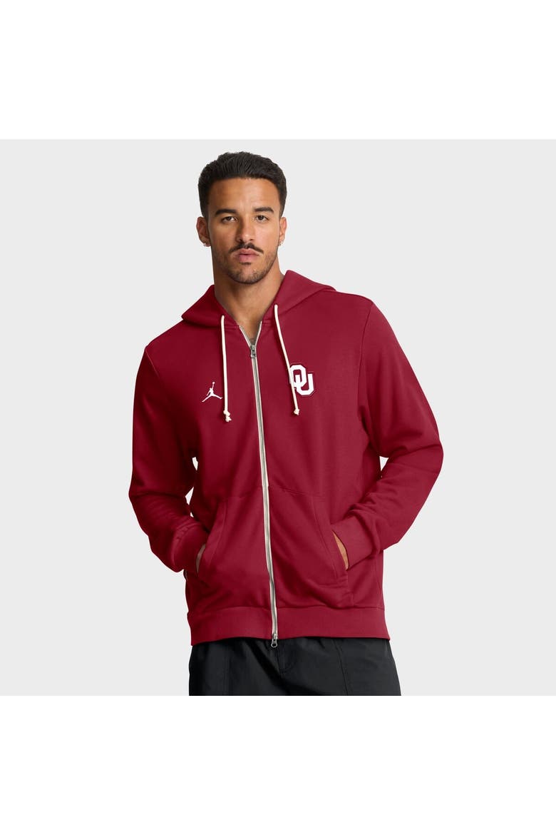 Men's Jordan Brand Crimson Oklahoma Sooners 2025 Sideline Performance Full-Zip Hoodie, Main, color, Crimson