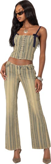 Eternity Pinstripe Low Rise Flare Jeans