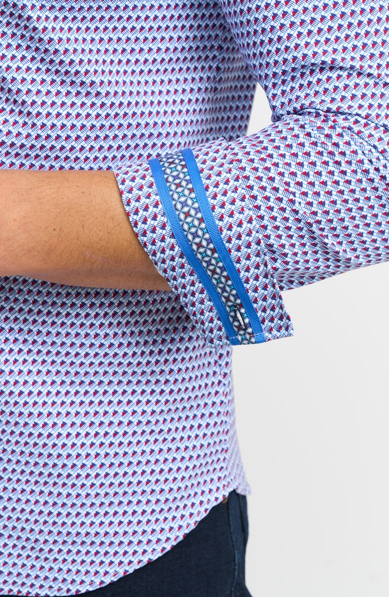 Robert Graham Trim Fit Geo Print Button-Up Shirt, Alternate, color, Blue Multi