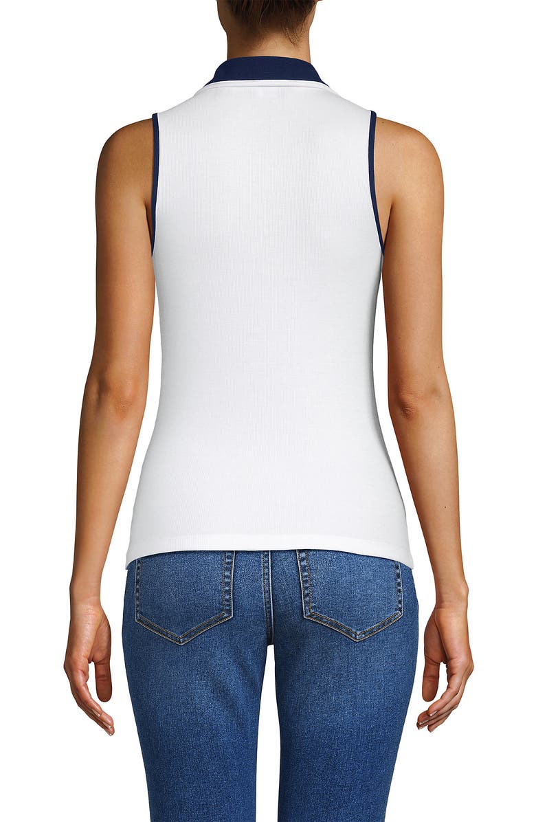 Lands' End Drapey Rib Sleeveless Johnny Collar Polo Shirt, Alternate, color, 