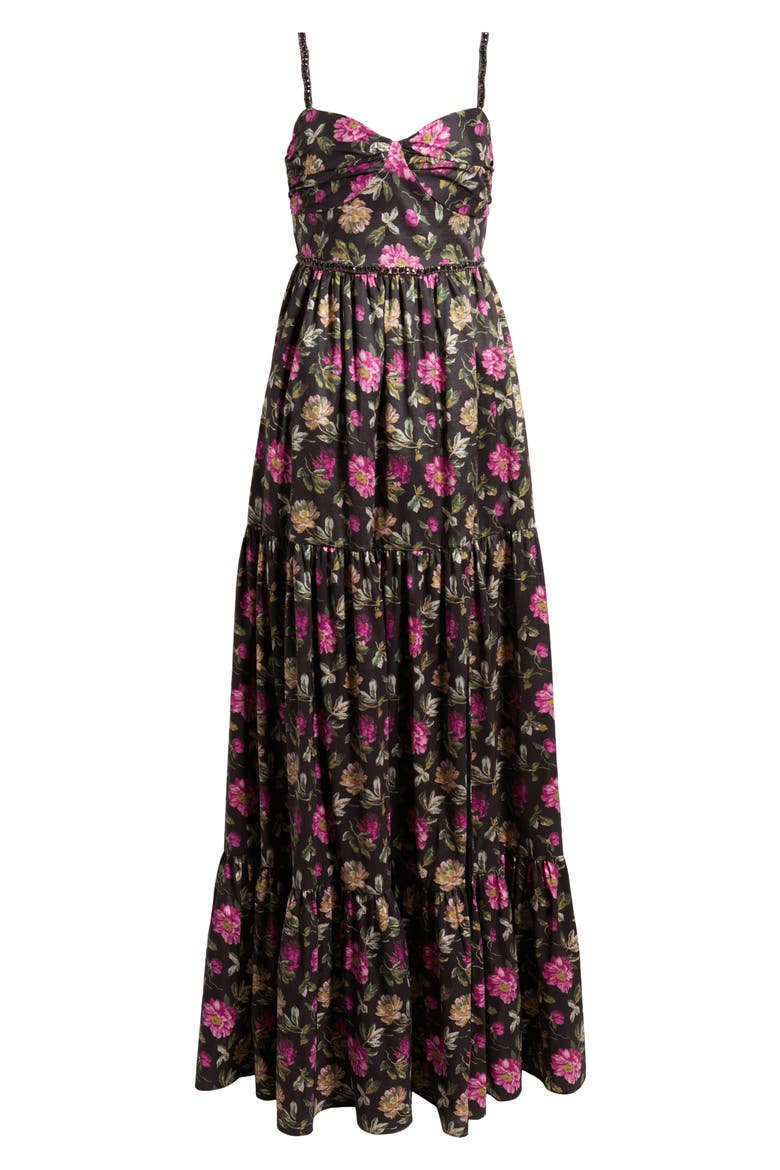 Tessa Floral Evening Gown, Alternate, color, BLACK MULTI