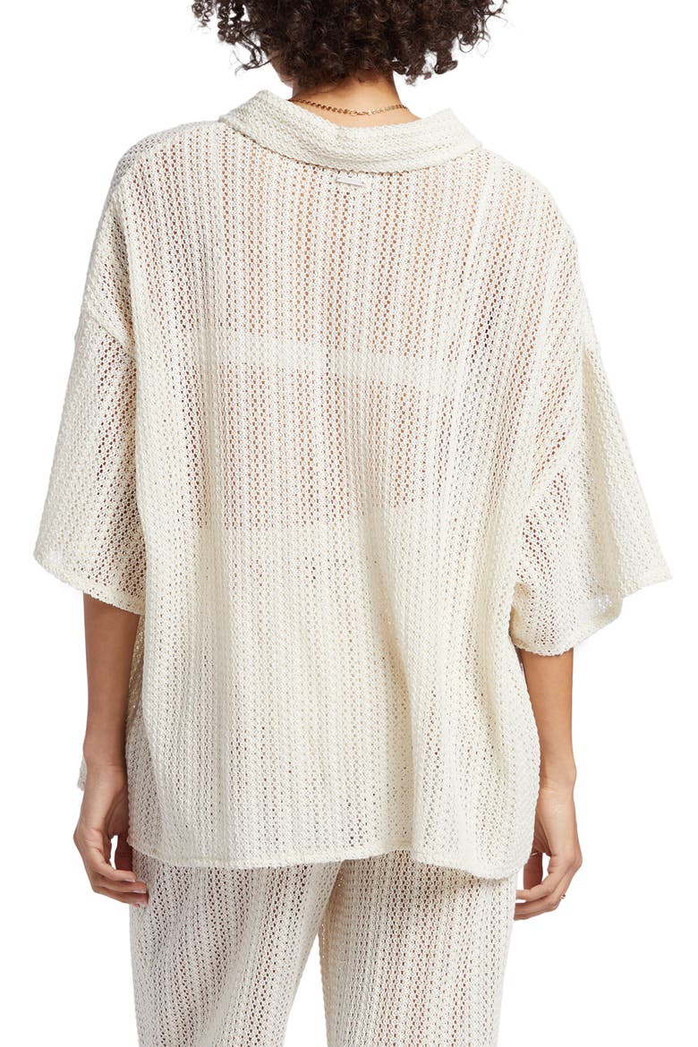 Largo Sheer Open Knit Cover-Up Shirt, Alternate, color, SALT CRYSTAL