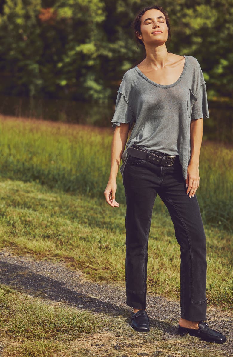 Free People We the Free Risk Taker Raw Hem Straight Leg Jeans, Alternate, color, Main Squeeze