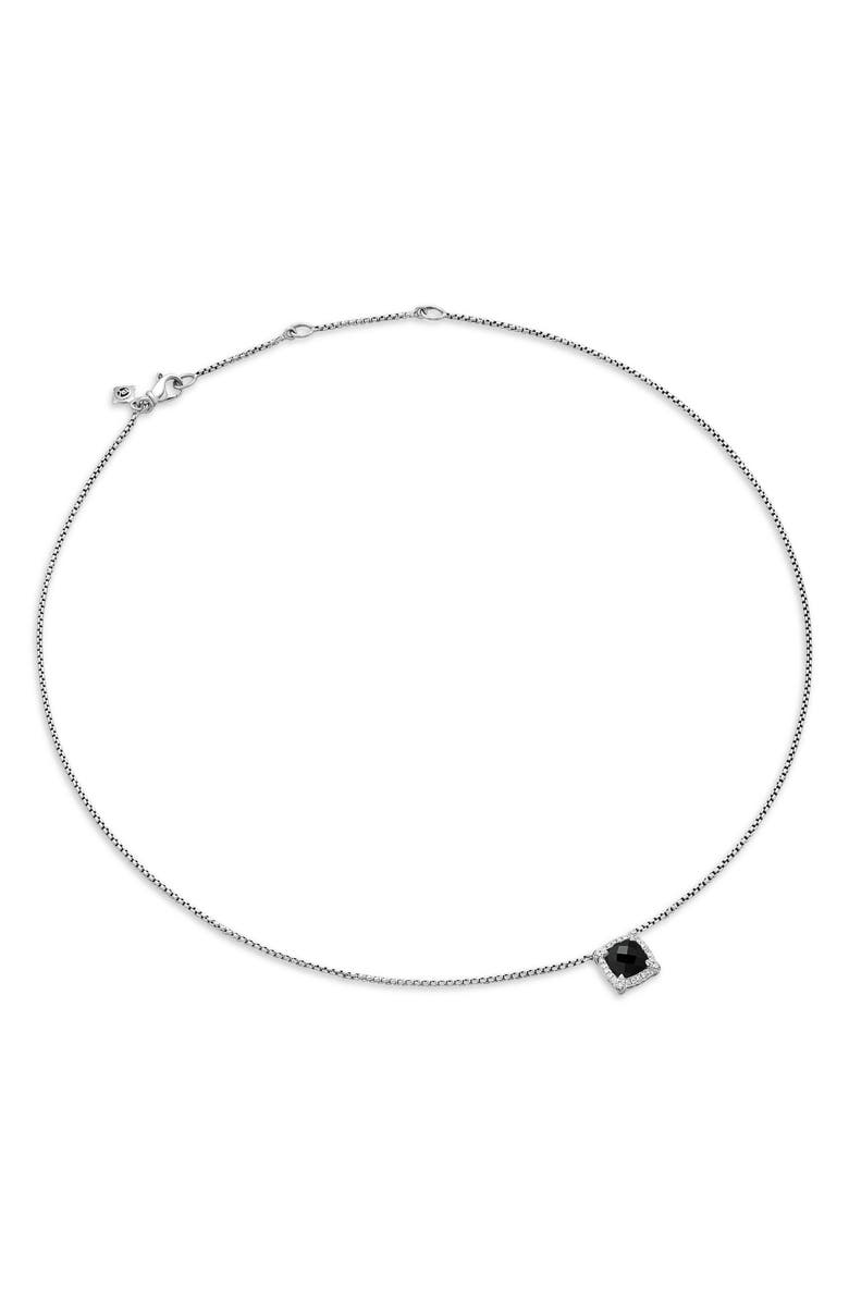 David Yurman Petite Chatelaine<sup>®</sup> Pavé Bezel Pendant Necklace, Alternate, color, Silver Pave/ Black Onyx