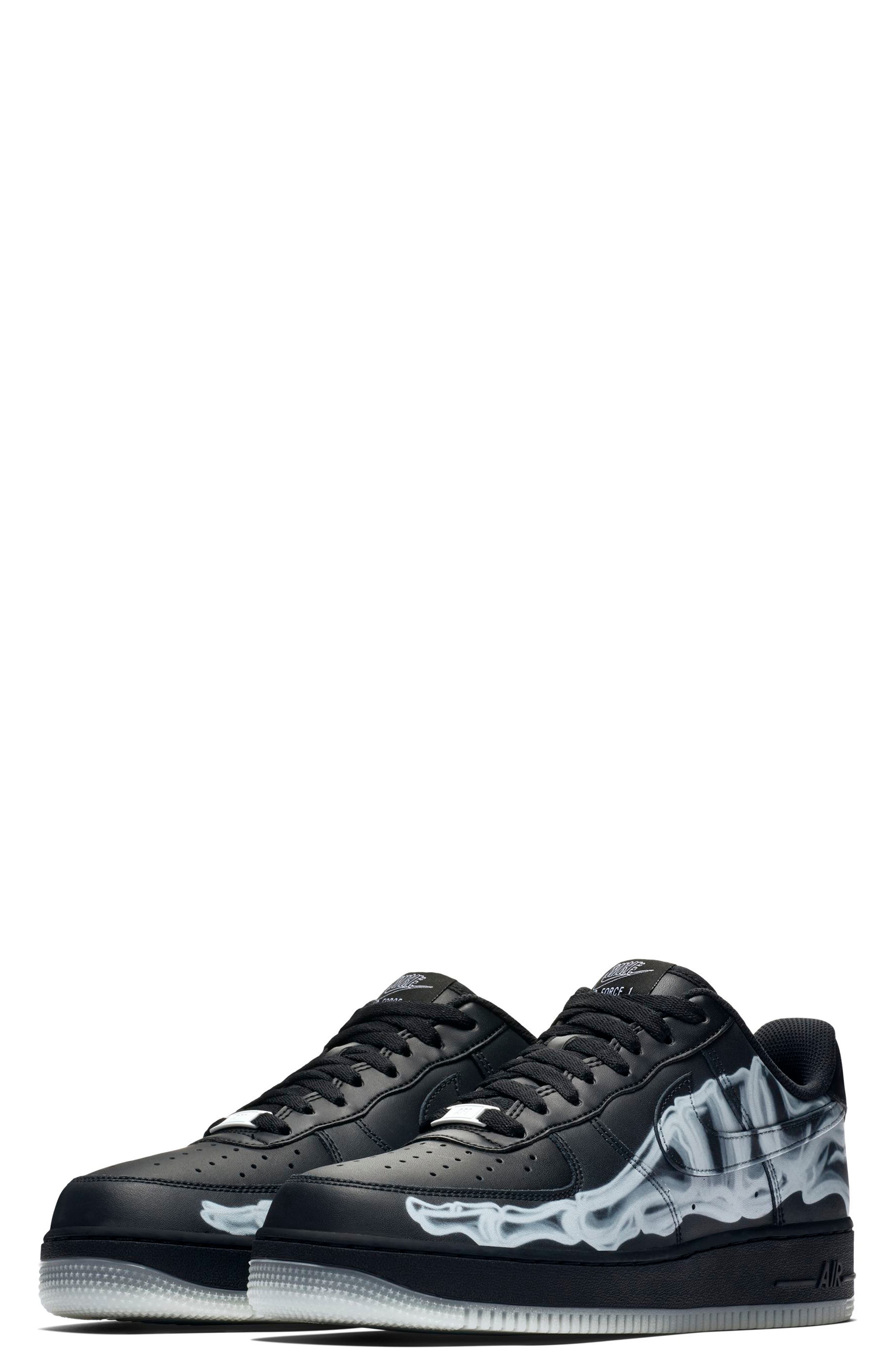Air Force 1 '07 Skeleton QS Sneaker, Main, color, BLACK/ BLACK/ BLACK
