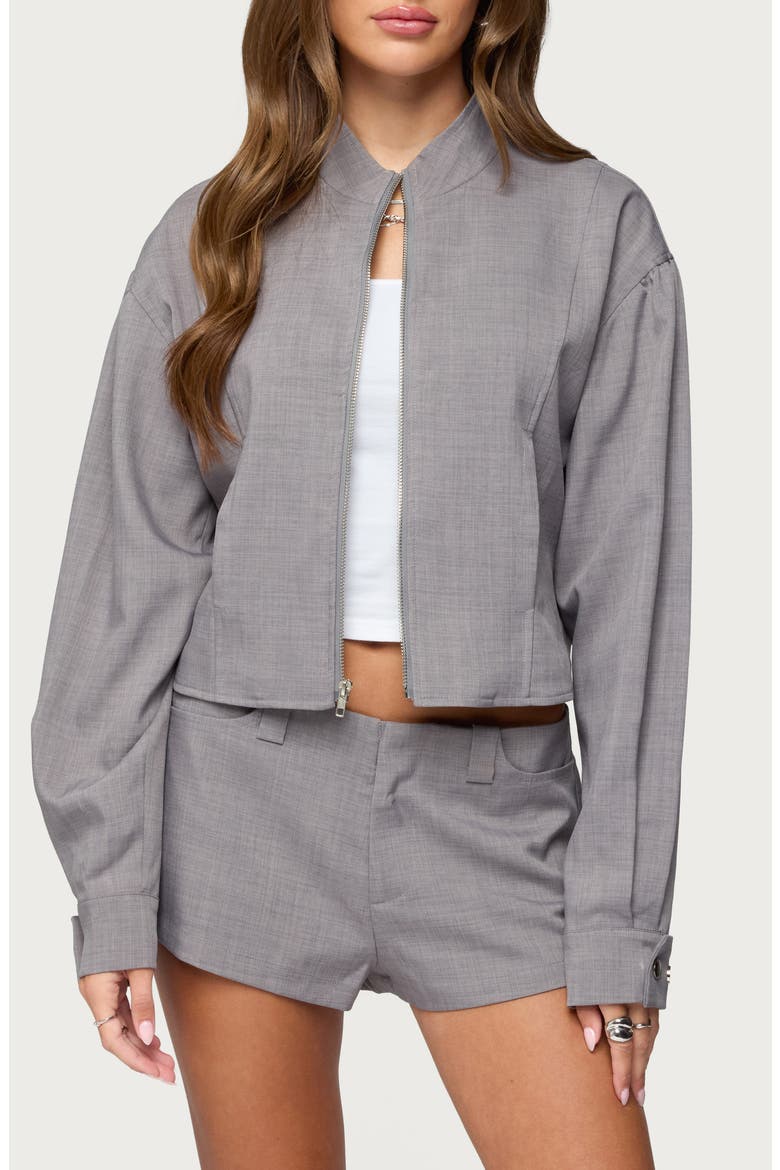 Roshelle High Neck Jacket, Main, color, LIGHT-GRAY