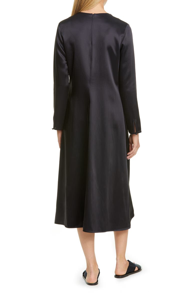 Long Sleeve Satin Midi Dress, Alternate, color, NAVY