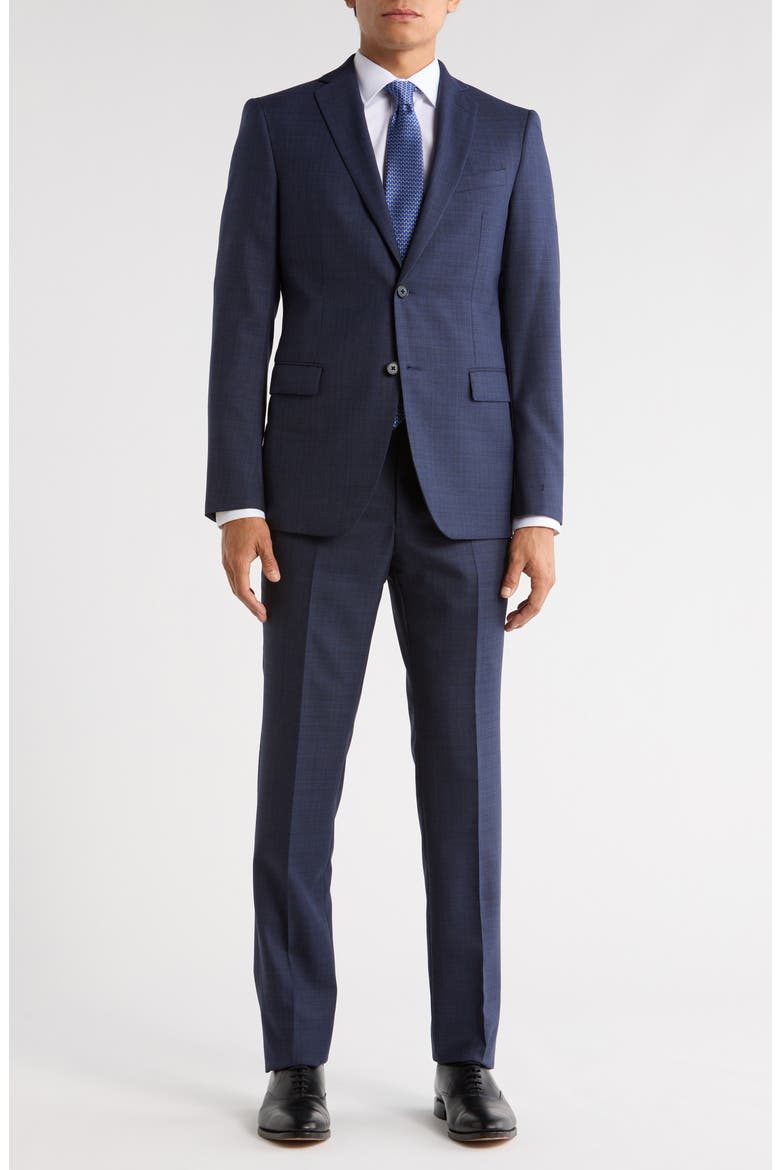 Plaid Wool Blend Suit, Main, color, NAVY