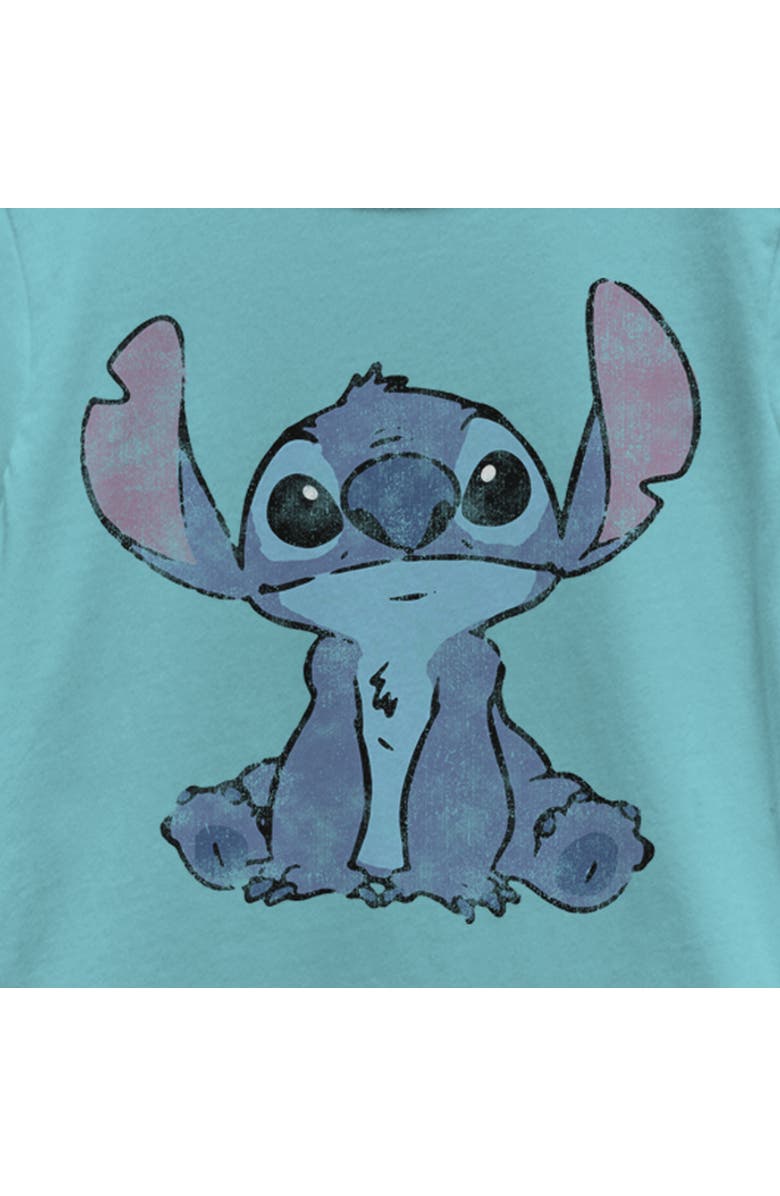 Lilo & Stitch Girl's Lilo & Stitch Watercolor Stitch Graphic T-Shirt, Alternate, color, Tahiti Blue