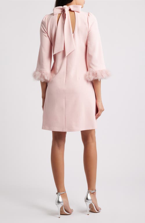 Anne Klein Feather Trim Sheath Dress In Pink