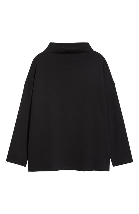 Funnel Neck Boxy Organic Cotton Blend Top (Plus)